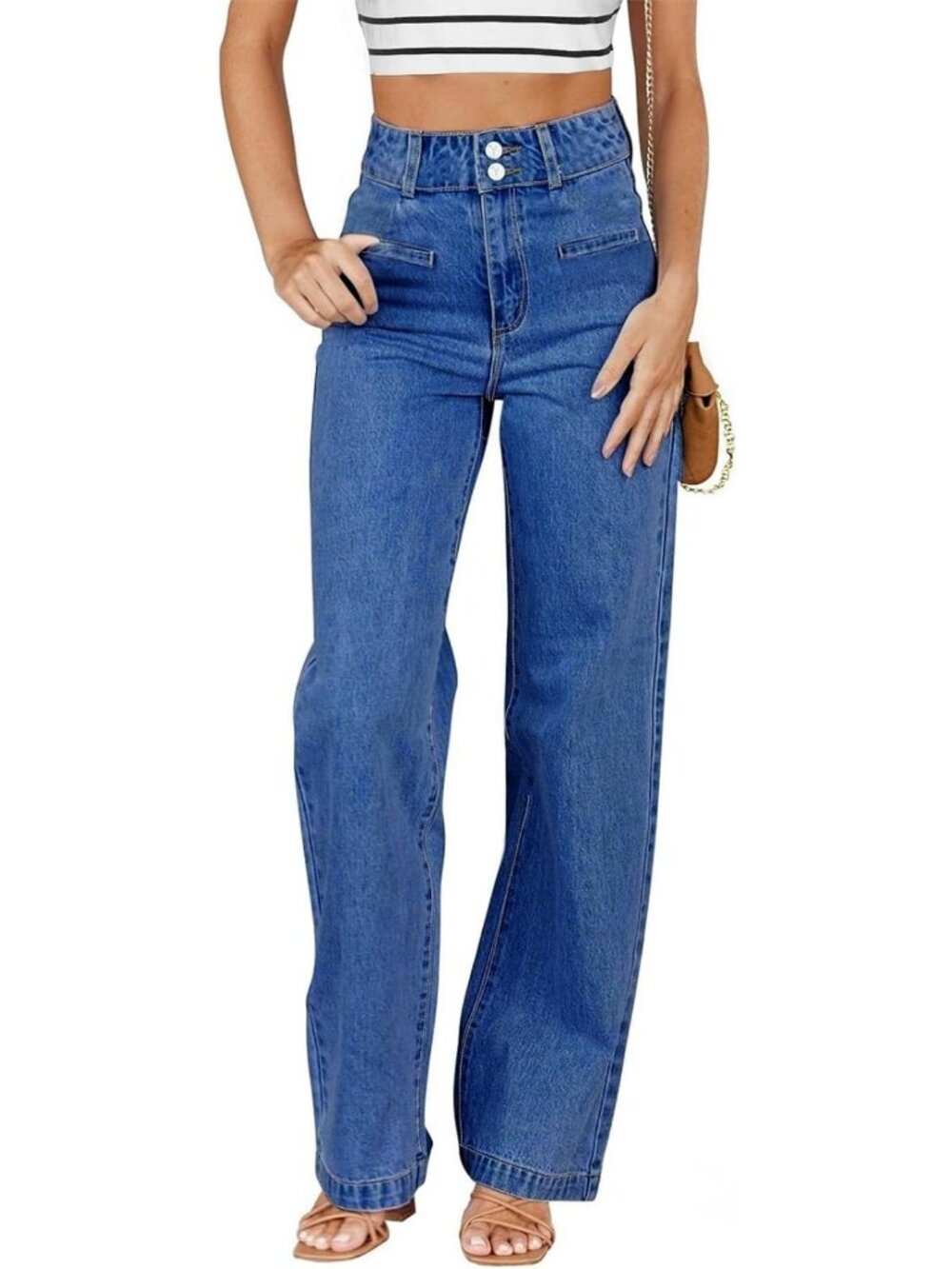 High Waisted Straight Leg Denim Jeans for Women | Stylish Casual Pants
